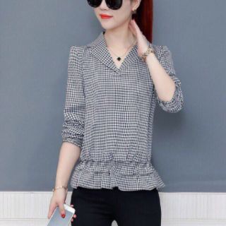 Áo sơ mi nữ bo lai cổ vest