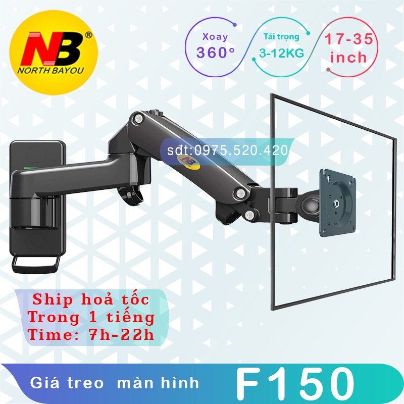 F150 / Giá Treo Màn hình gắn tường/ Tay treo/Arm màn hình gắn tường/ Lò xo thuỷ lực [Màn Hình 17&quot; - 32&quot;]