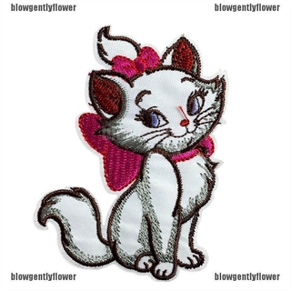Sticker Ủi Thêu Hình Mèo Thổi Hoa