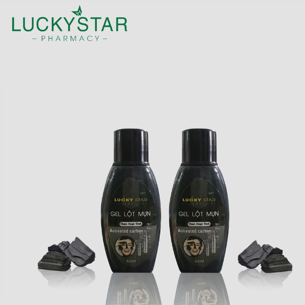 [Combo 2]  Gel Lôt Mụn Than Hoạt Tính Lucky Star Mới 60mg (chai) x 2 chai