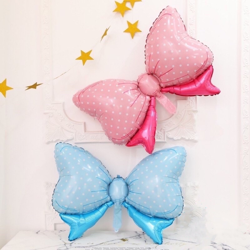 (90x62cm) Bóng tráng nhôm hình nơ tiểu thư trang trí sinh nhật cho bé