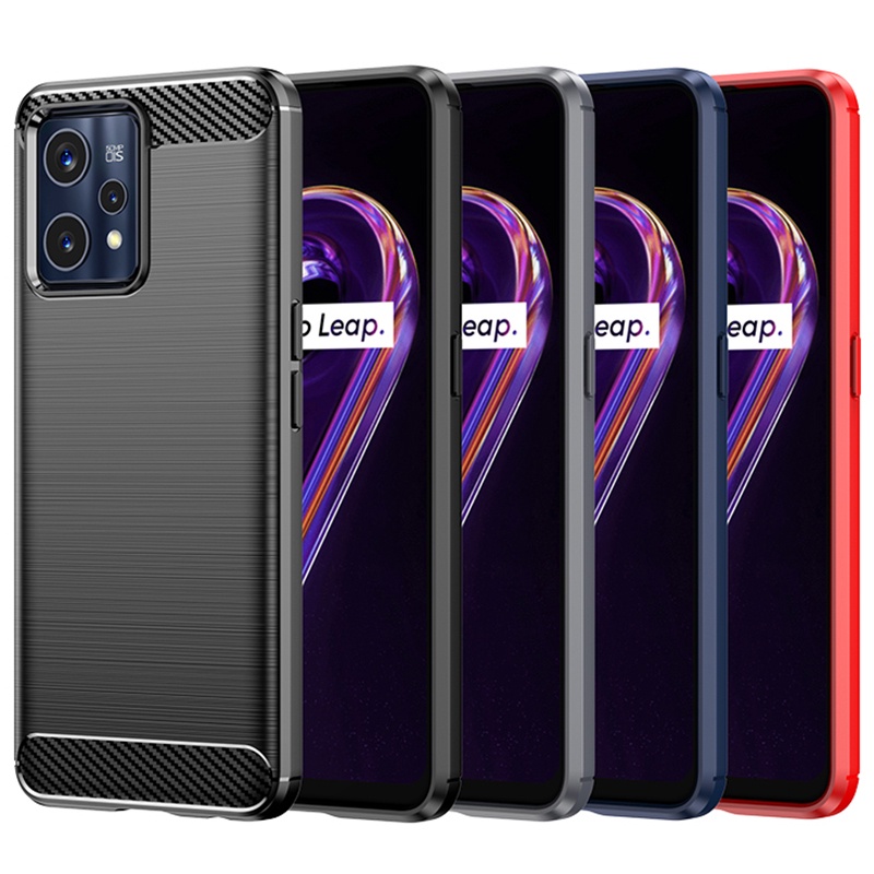 Realme 9 Pro + 9i 6 7 8 Pro Vỏ giáp chống sốc bằng sợi Carbon Hybrid Brush TPU Case Cover