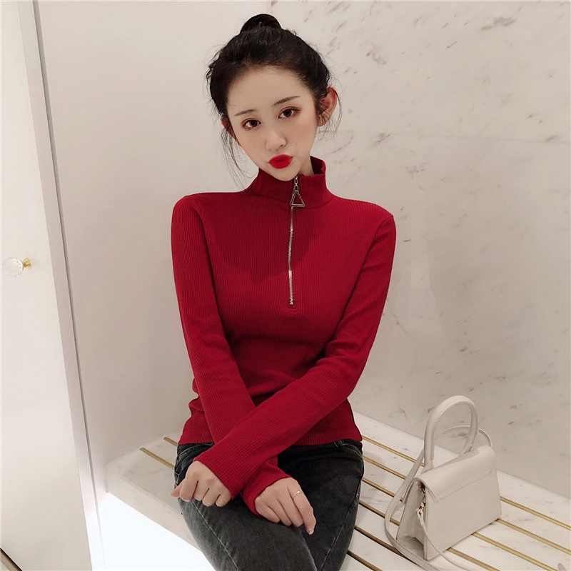 Áo Len Tay Dài Cổ Lọ Khóa Kéo Thời Trang Cho Nữ | BigBuy360 - bigbuy360.vn