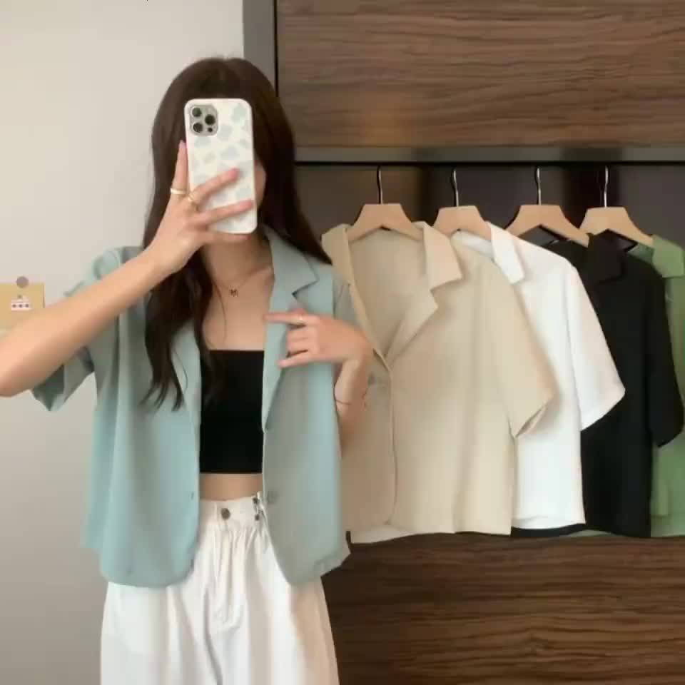 SUXI Áo khoác blazer dáng rộng màu trơn phong cách Hàn Quốc dành cho nữ | BigBuy360 - bigbuy360.vn