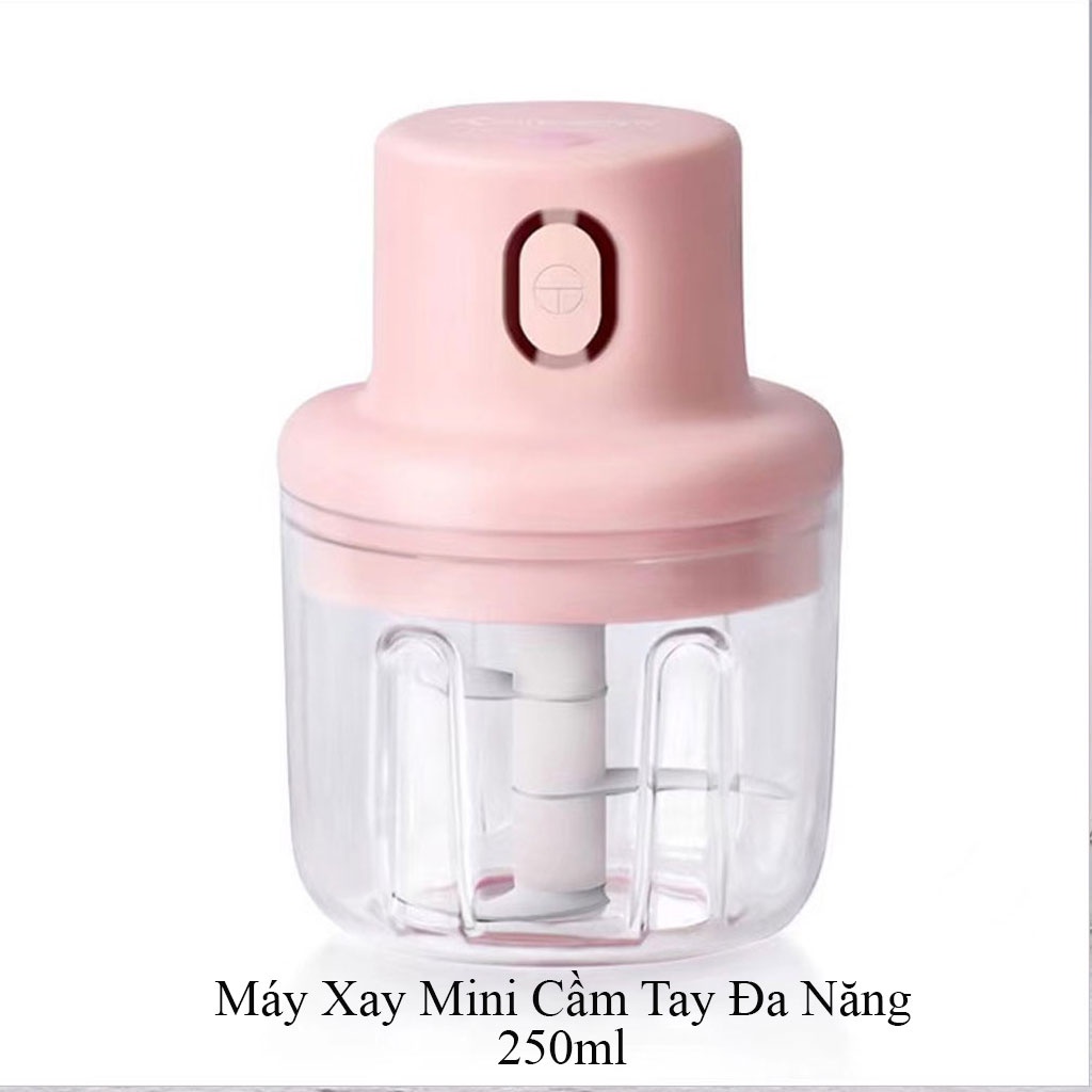 Máy Xay Thịt Cầm Tay Mini Tích Điện 250ml - Máy Xay Tỏi Ớt Đa Năng Có Cổng Sạc USB