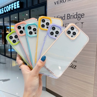 Ốp điện thoại trong suốt bảo vệ toàn diện ba trong một màu kẹo thích hợp cho Compatible for iPhone 13 11 12 Pro Max