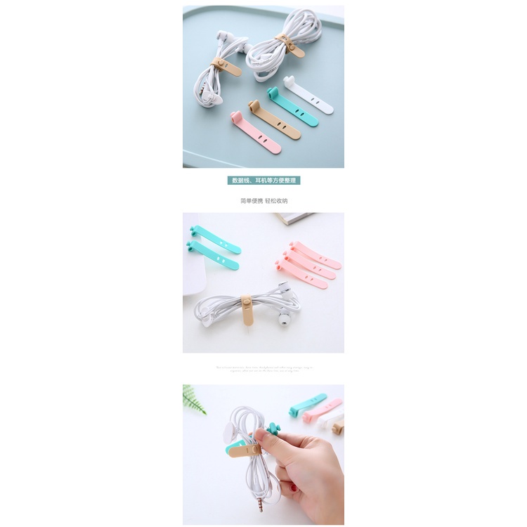 SET 4 DÂY SILICON Buộc Giữ Tai Nghe/Cáp Sạc - Dây Quấn Đai Cố Định Dây Điện Nhiều Màu Tiện Lợi