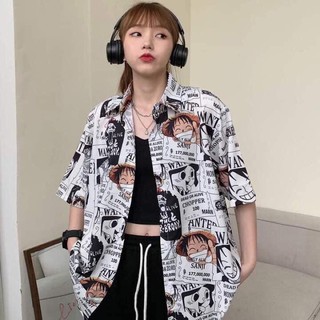 Áo sơ mi lụa One Piece Luffy Đảo Hải Tặc unisex
