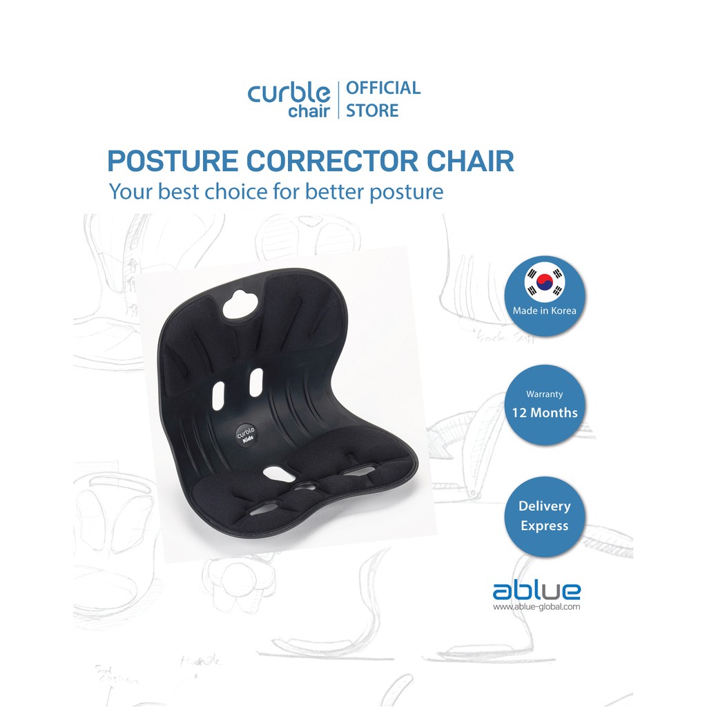 [100% ABLUE KOREA ] Curble Chair Wider Black - Ghế điều chỉnh tư thế ngồi, chống gù Hàn Quốc