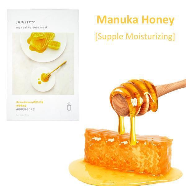 Mặt nạ giấy dưỡng ẩm & phục hồi da từ mật ong Innisfree My Real Squeeze Mask - Honey 20ml