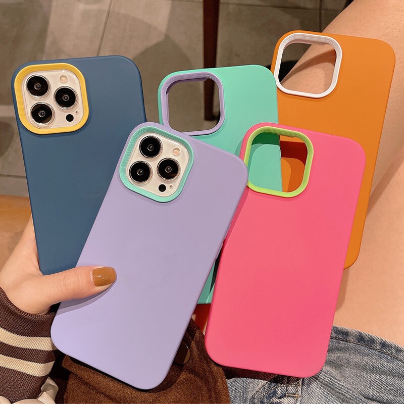 Ốp Điện Thoại Silicone Màu Kẹo Chống Sốc 3 Trong 1 Cho OPPO Reno 5 Case Reno 4 7 6 3 4 SE 6 Pro