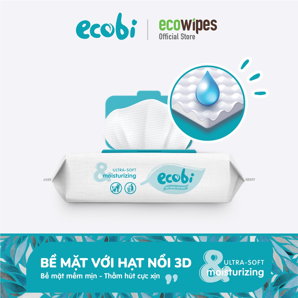 KHĂN ƯỚT EM BÉ ECOBI 80 tờ - Không mùi