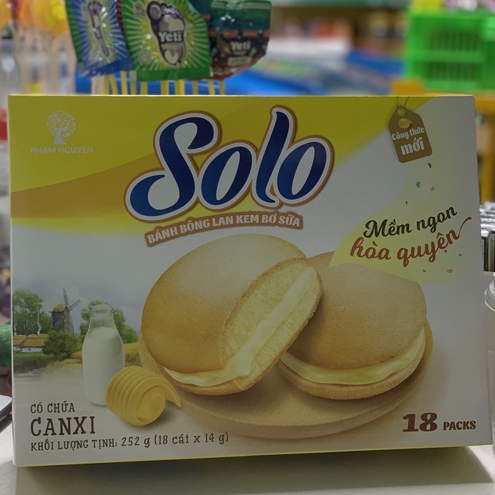 Bánh Bông Lan Kem Bơ Sữa Solo (252g) (Hộp)