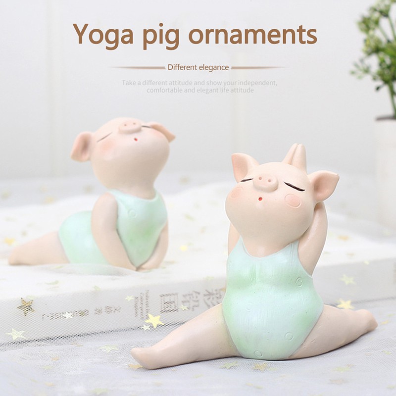 Tượng hình chú heo tập yoga dễ thương thích hợp để trang trí