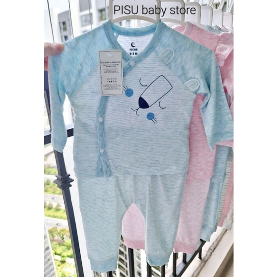 Moon -  Bộ cài chéo dài tay sơ sinh Moon petit cho bé 3-7kg