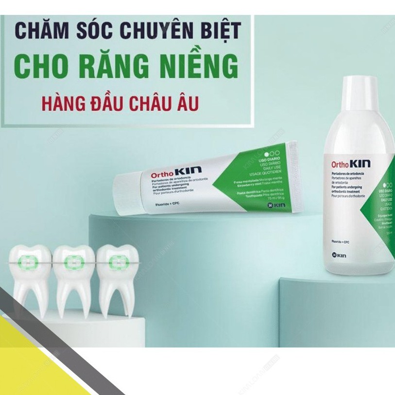 Nước súc miệng dành cho răng niềng, răng chỉnh nha Ortho KIN 500ml [dvcareshop]