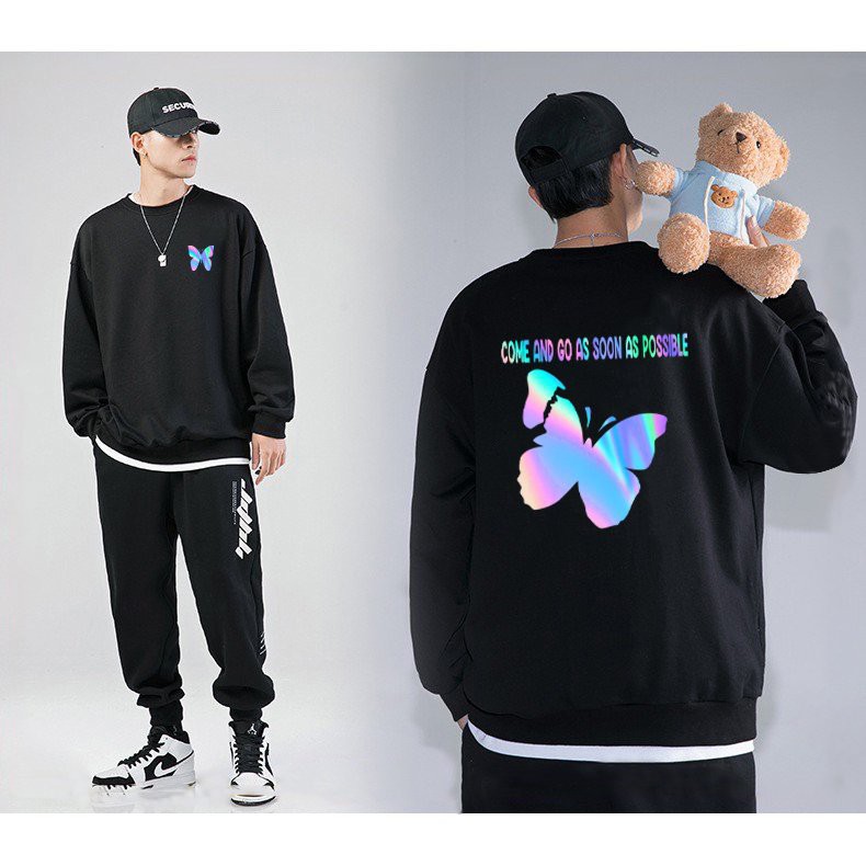 Áo Sweater Con Bướm Phản Quang, Aó Nỉ Dài Tay Nam Nữ Cá Tính - AS08 | BigBuy360 - bigbuy360.vn