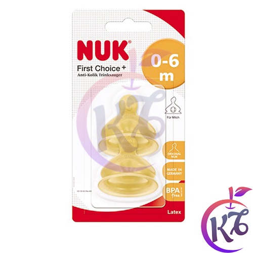 Bộ 2 Núm ty thay bình sữa NUK Premium Choice cao su cổ rộng size 1L - 2 cái/vỹ - NU66051 (0-6 tháng) - núm ti bình sữa