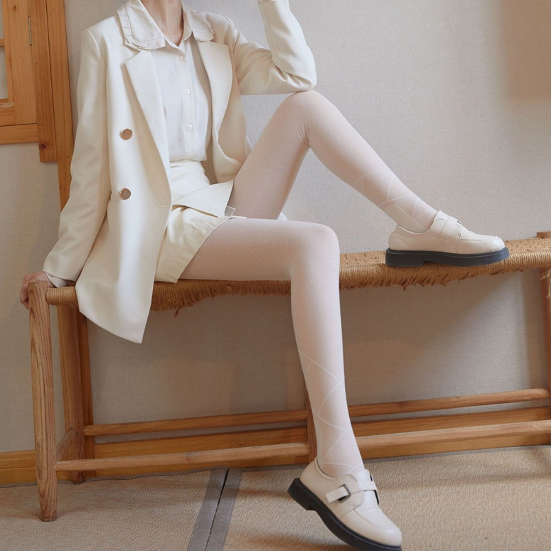 Youyo Quần Tất Dày Đính Nơ Họa Tiết Chấm Bi Vintage Harajuku Cho Nữ