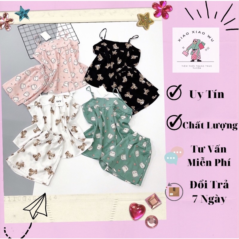 SET 2 DÂY - Bộ ngủ 2 dây mùa hè nữ màu sắc hoạ tiết cute chất Kate Thái/VH003
