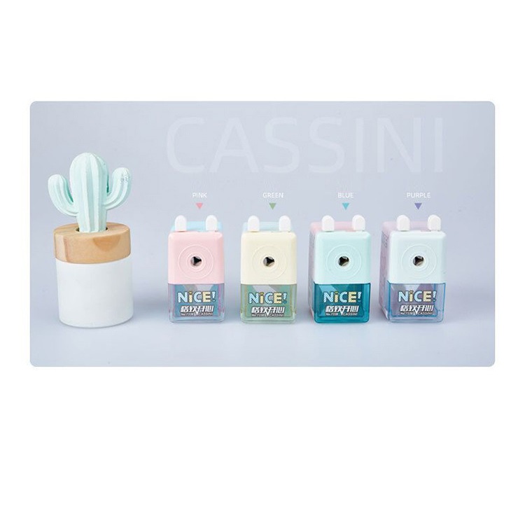 Gọt bút chì tự động quay tay nhỏ gọn Hồng - Xanh