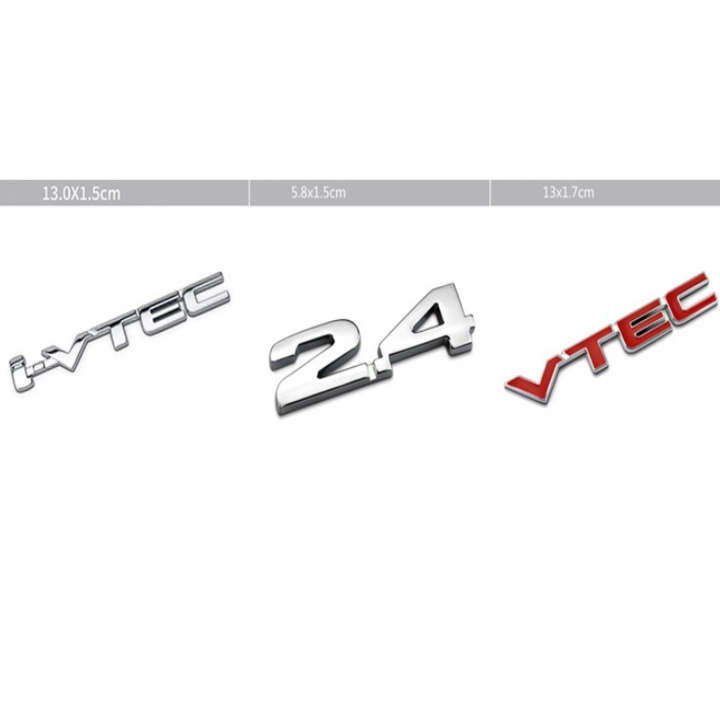 Decal tem chữ inox VTEC, IVTEC và 2.4 dán đuôi xe ô tô