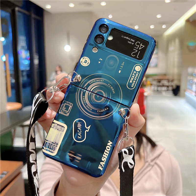 Ốp lưng Samsung Galaxy Z Flip 3 / Galaxy Z Flip3 / Galaxy ZFlip3 hình camera kèm dây đeo chéo thời trang