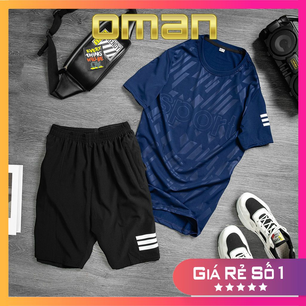 Bộ thể thao nam thun lạnh, bộ đồ nam thể thao tập gym thun lạnh co giãn 4 chiều BO02 - OMAN