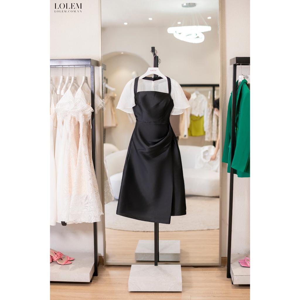 Đầm xòe dự tiệc LOLEM DX326 xếp eo vải tafta cao cấp chuẩn form