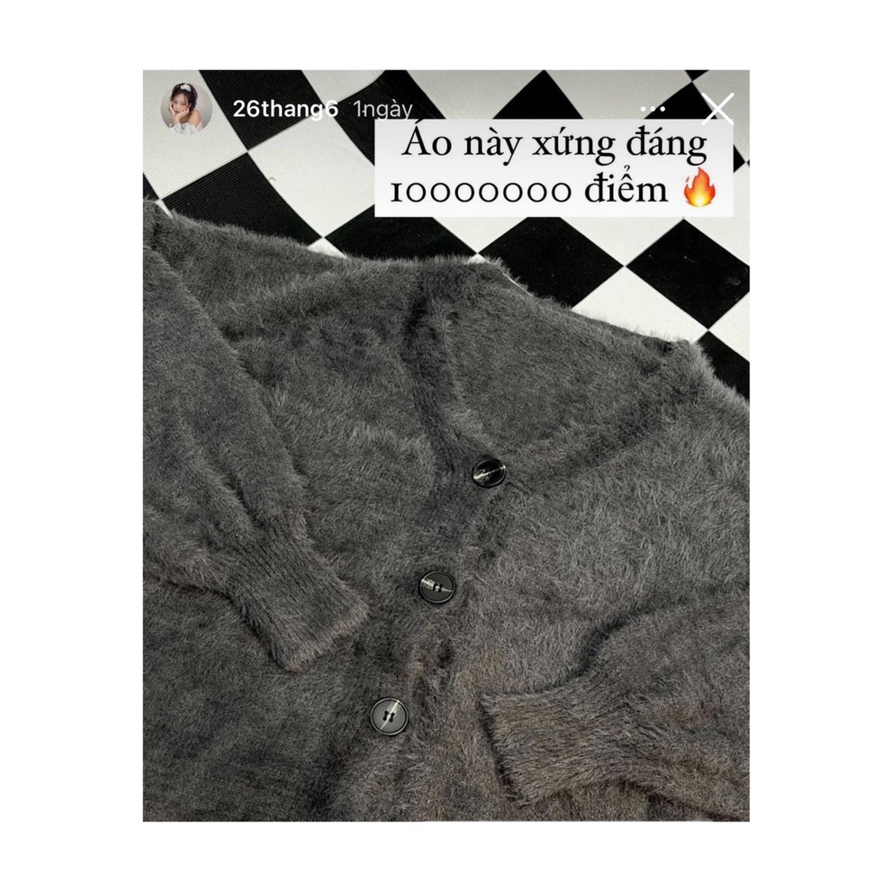 Áo khoác cardigan len lông vũ áo khoác len dáng rộng chất liệu cao cấp Chaiko Studio