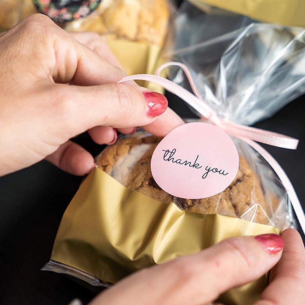 Cuộn 500 miếng dán in chữ Thank You độc đáo trang trí đồ thủ công