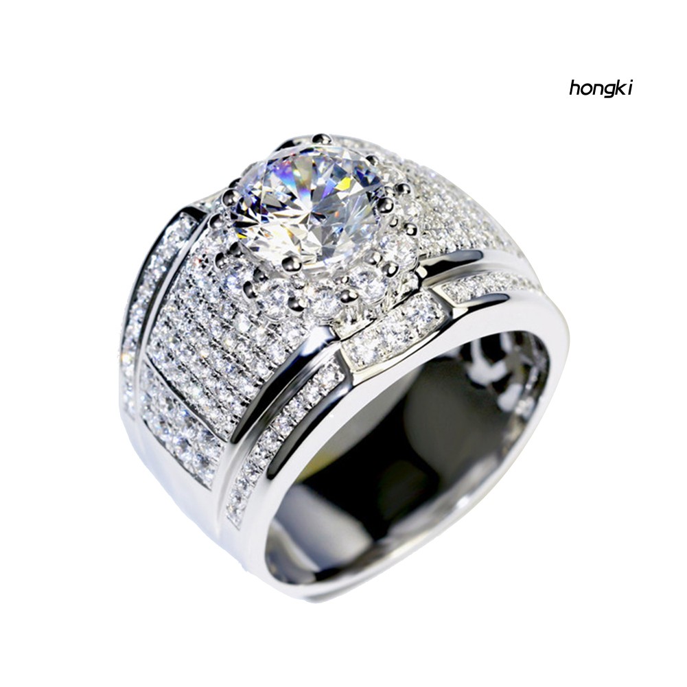 Nhẫn mạ bạc đính đá nhân tạo thời trang thích hợp cho nam