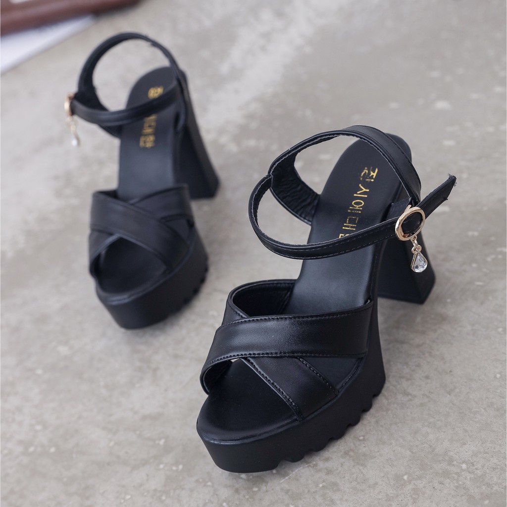 Giày sandal cao gót ATIKOTA hở ngón cài khóa thoải mái thời trang cho nữ