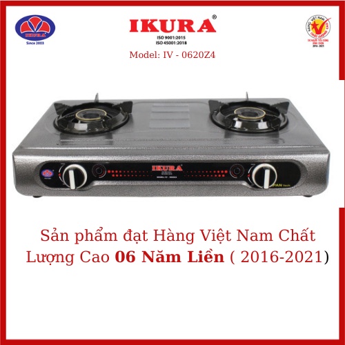 Bếp gas dương mặt inox Ikura(IV -0920Z4)- Kiềng làm bằng kim loại tráng men
