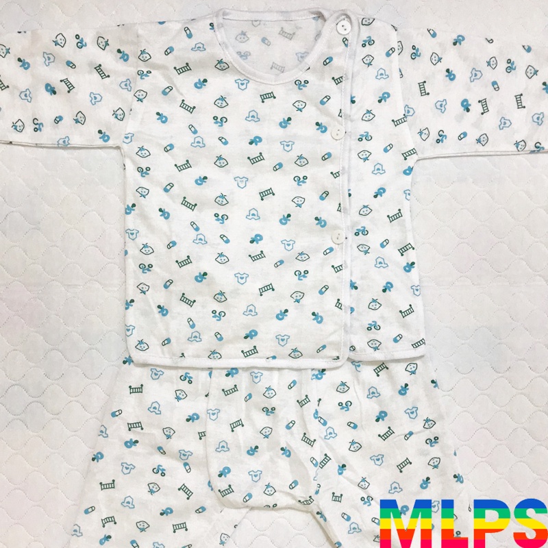 Bộ dài tay sơ sinh bình sữa khuy lệch quần bo đáp đũng