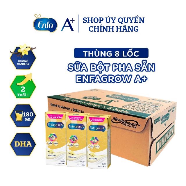 [Date 02/2024] Sữa Enfagrow A+ 4 360 Brain Plus pha sẵn 180ml (Thùng 24 hộp)