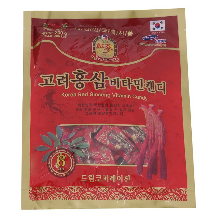 Kẹo hồng sâm Vitamin Hàn Quốc gói 200g - korea red ginseng vitamin candy