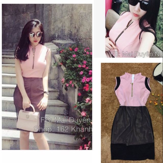 Jumpsuit short sát nách phối lưới lỗ giả đầm Cao Cấp
