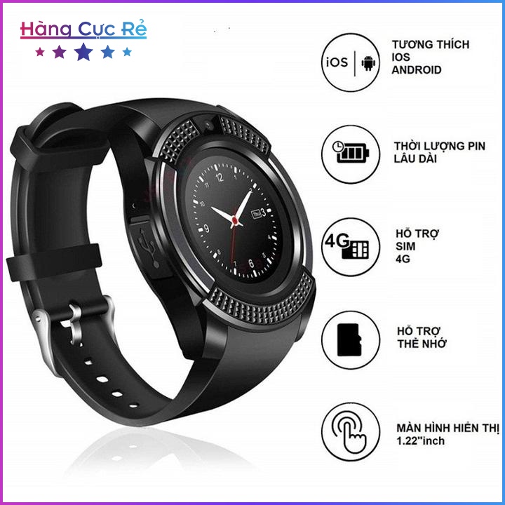 Đồng hồ thông minh điện tử nghe gọi, chụp hình, nghe nhạc smart watch HCRV8 - Shop Hàng Cực Rẻ