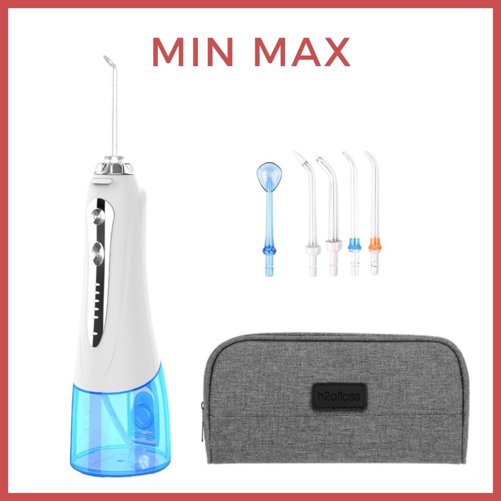 Tăm nước du lịch cầm tay h2ofloss HF9P, HF6. Tặng túi đựng tiện lợi. Đạt các tiêu chuẩn Châu Âu.