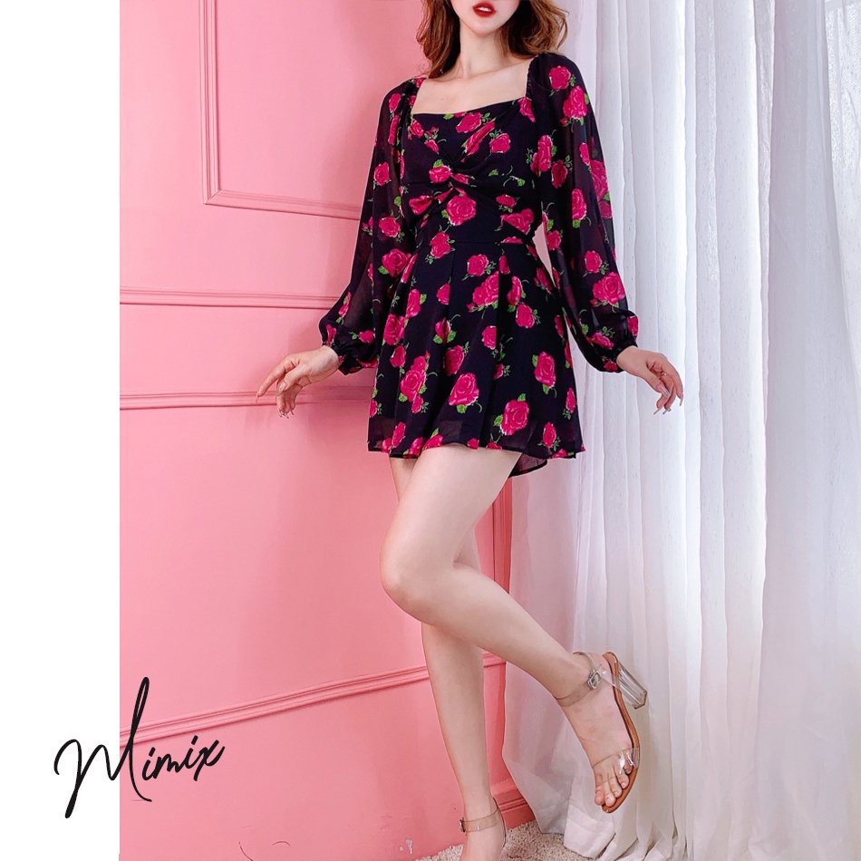 Jumpsuit họa tiết hoa xoắn ngực MIMIX BT5190