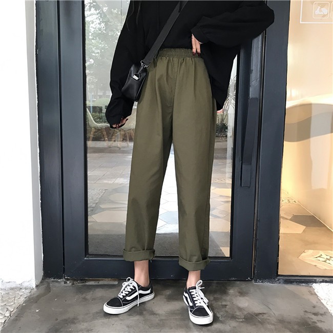 Quần Harem Dài Đến Mắt Cá Chân Dáng Rộng Phong Cách Harajuku Hàn Quốc Đơn Giản Dễ Phối Đồ