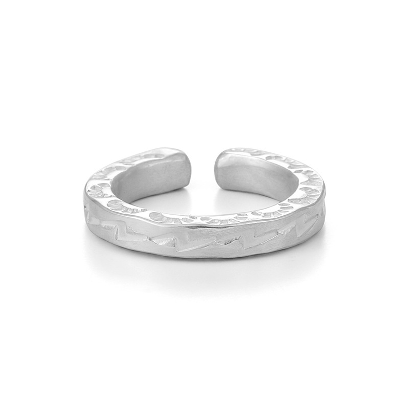 Nhẫn Nam Thiết kế ban đầu Mạ bạc Làm bằng tay Cổ điển Màu bạc Quà tặng Tia chớp Làm như cũ NH-227