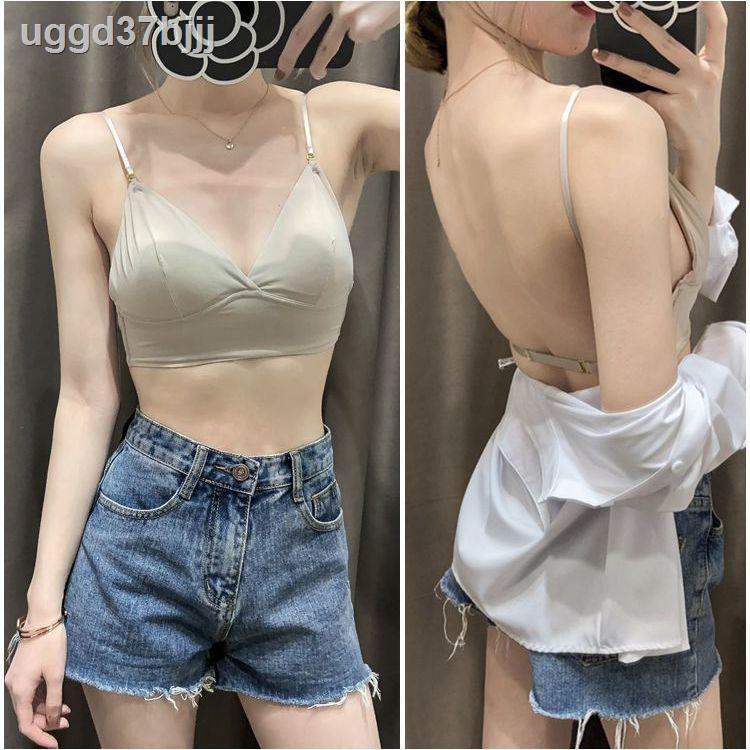 Underwears◇Đầm hở lưng lớn sexy mới treo cổ chữ U đẹp nữ ngực to khoe eo nhỏ Áo không gọng mùa hè