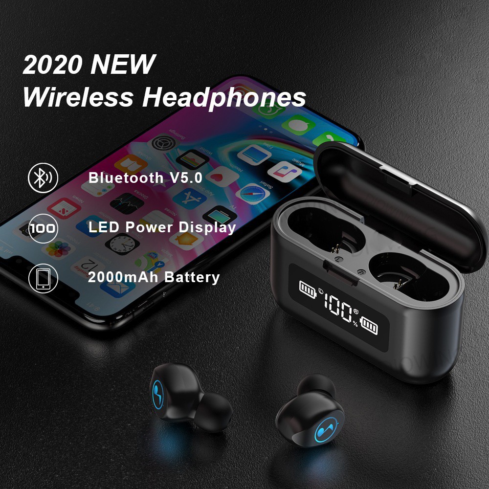 (Bản Quốc tế) Tai nghe Bluetooth True wireless TWS 5.0 kiêm pin dự phòng 2000 mAh nghe không dây cảm ứng B281