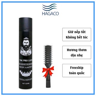 Combo Gôm xịt tóc The Pro Lock+Sáp vuốt tóc tạo kiểu Barbershop+tặng lược tạo kiểu CB07