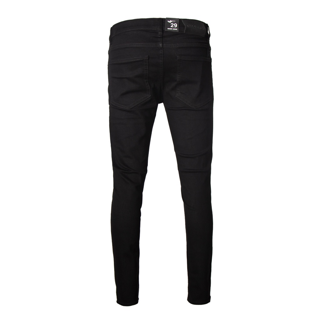 Quần Jean Nam Rách Gối Màu Đen Chất Bò Cao Cấp Co Giãn Cực Đẹp Trơn Form Skinny Ôm Dáng ANH DUY SHOP QJ0305