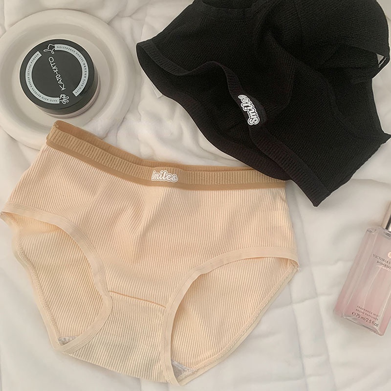 Quần Lót Cotton Lưng Vừa Co Giãn Thoáng Khí Dành Cho Nữ