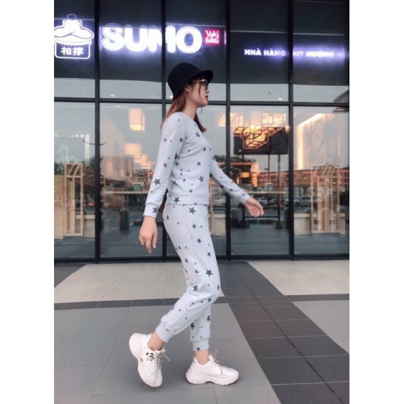 Bộ nỉ ngôi sao chất siêu mềm mịn ấm áp bộ nỉ bông nữ hình ngôi sao thời trang Banamo Fashion bộ nỉ bông ngôi sao 192