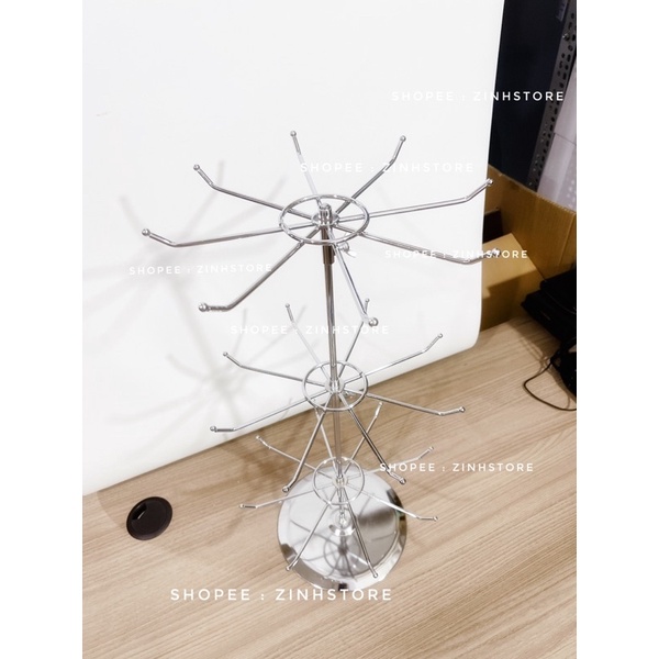 Kệ treo phụ kiện inox xoay 3 tầng